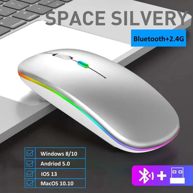 LED Silent Wireless Mouse Rechargeable