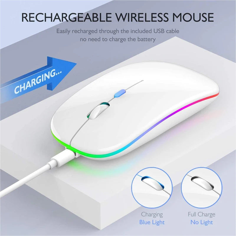 LED Silent Wireless Mouse Rechargeable