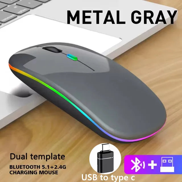 LED Silent Wireless Mouse Rechargeable