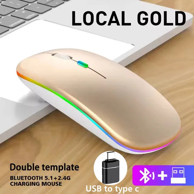LED Silent Wireless Mouse Rechargeable