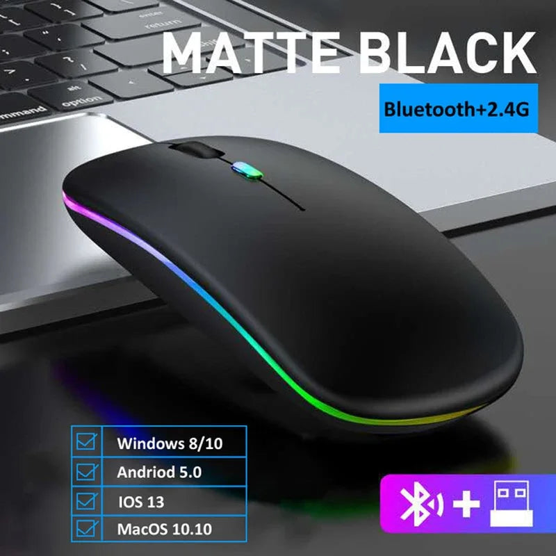 LED Silent Wireless Mouse Rechargeable