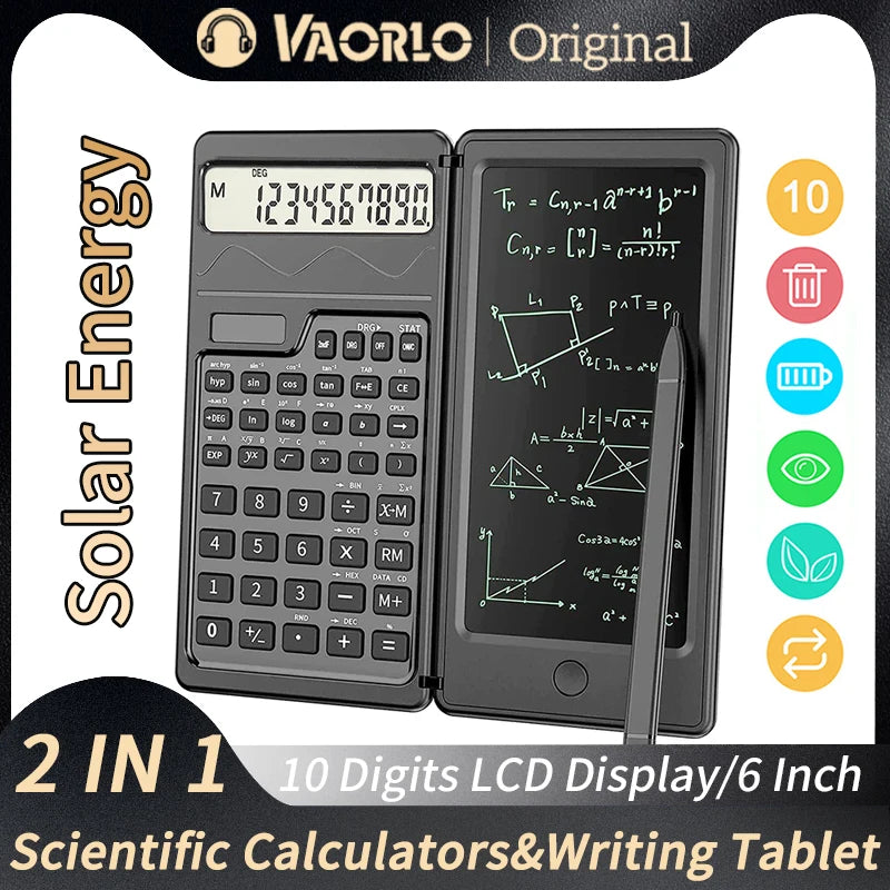 2 IN 1 Foldable Scientific Calculators With 6 Inch Writing Tablet