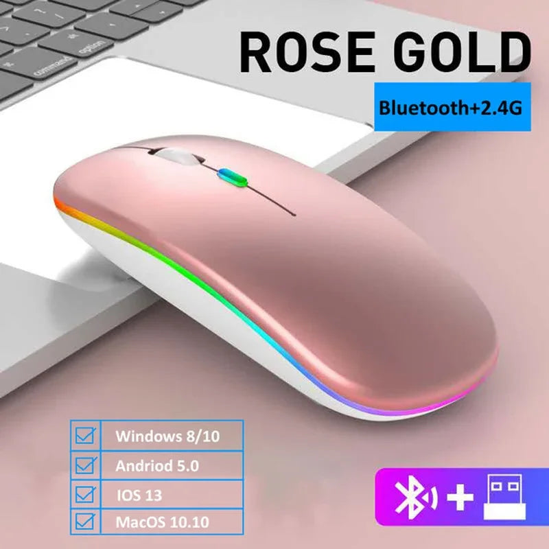 LED Silent Wireless Mouse Rechargeable