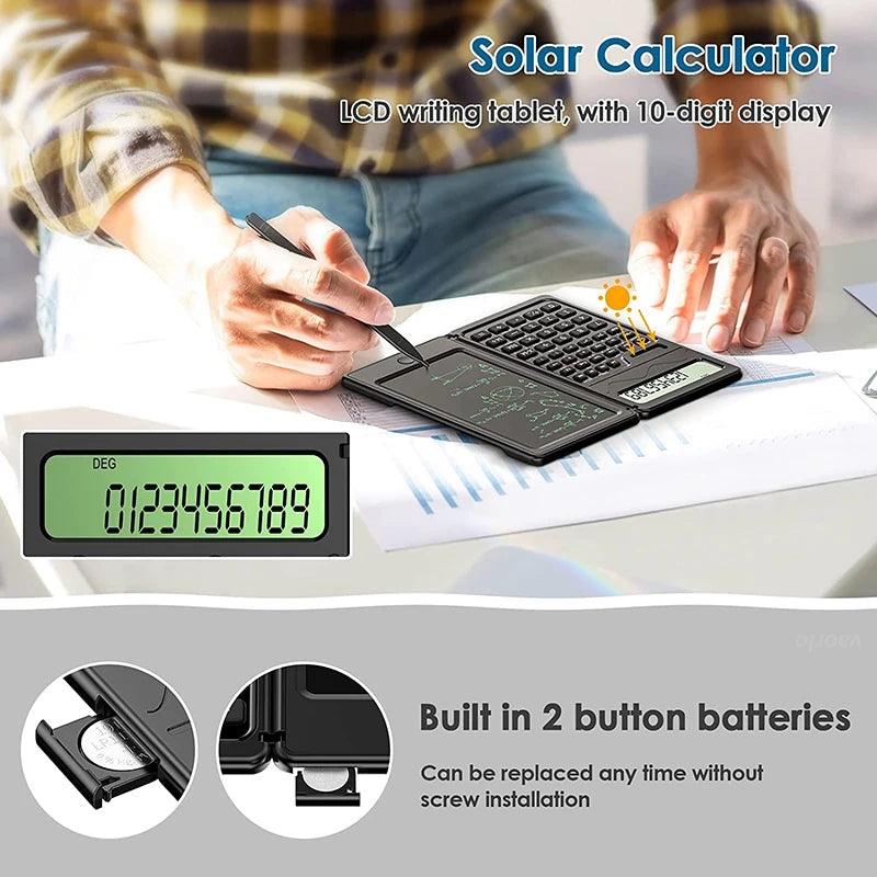 2 IN 1 Foldable Scientific Calculators With 6 Inch Writing Tablet