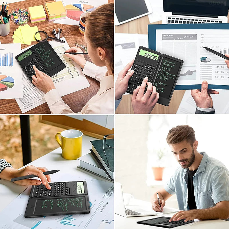 2 IN 1 Foldable Scientific Calculators With 6 Inch Writing Tablet