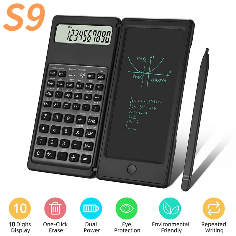 2 IN 1 Foldable Scientific Calculators With 6 Inch Writing Tablet